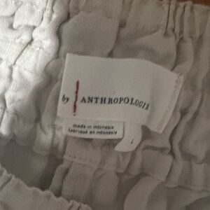 Anthropologie Cream Textured Linen Wide Leg